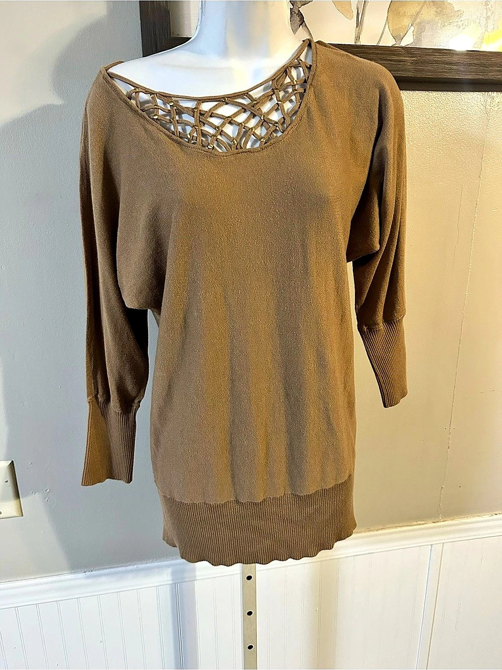 Brown Open Back Knit Sweater